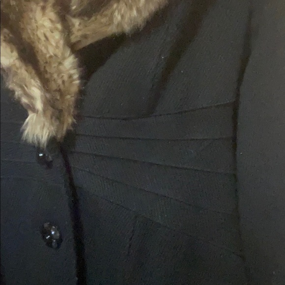 Windsor Faux Fur Black Button Down Long Formal Dress Jacket EUC Womens Small EUC - Picture 4 of 8